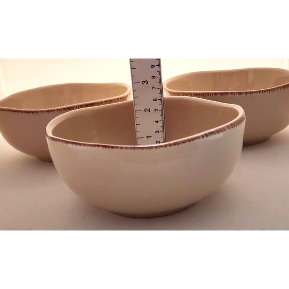 BOWLS-PIER 1-Vintage-Beige-Brown Edges-Essential Collection-Noodle/Soup-Set of 3 - Picture 11 of 11